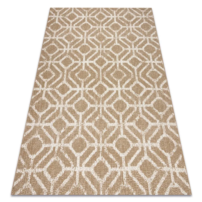 Sisal Teppich geometrische Rauten naturbeige für Wohnzimmer