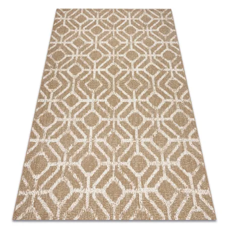 Sisal Teppich geometrische Rauten naturbeige für Wohnzimmer