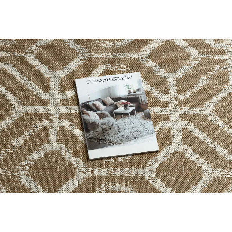 Sisal Teppich in beige mit geometrischem Muster