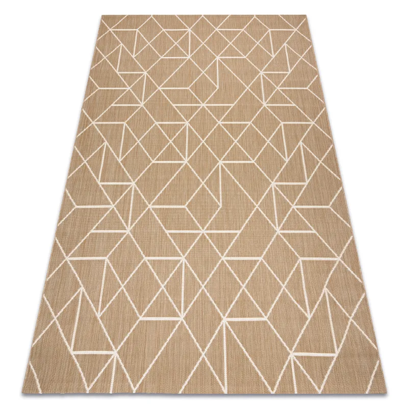 Sisal Teppich geometrisch in natürlichem Beige, stilvoll und vielseitig