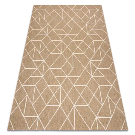 Sisal Teppich geometrisch in natürlichem Beige, stilvoll und vielseitig