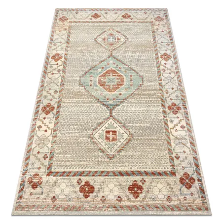 Teppich SOHO 477.11.LA100 Wollmischung OSTA - Boho, Rahmen natürliches Beige / Terrakotta
