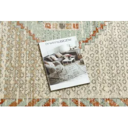 Teppich SOHO 477.11.LA100 Wollmischung OSTA - Boho, Rahmen natürliches Beige / Terrakotta