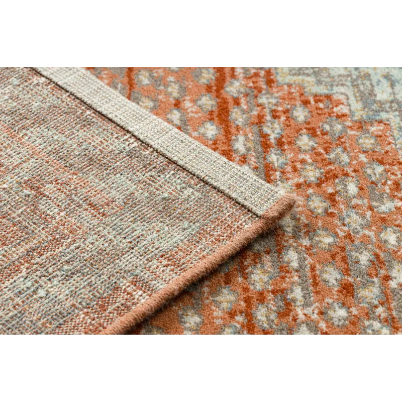 Teppich SOHO 477.11.LA000 Wollmischung OSTA - Boho, Rahmen natürliches Terrakotta / Grau