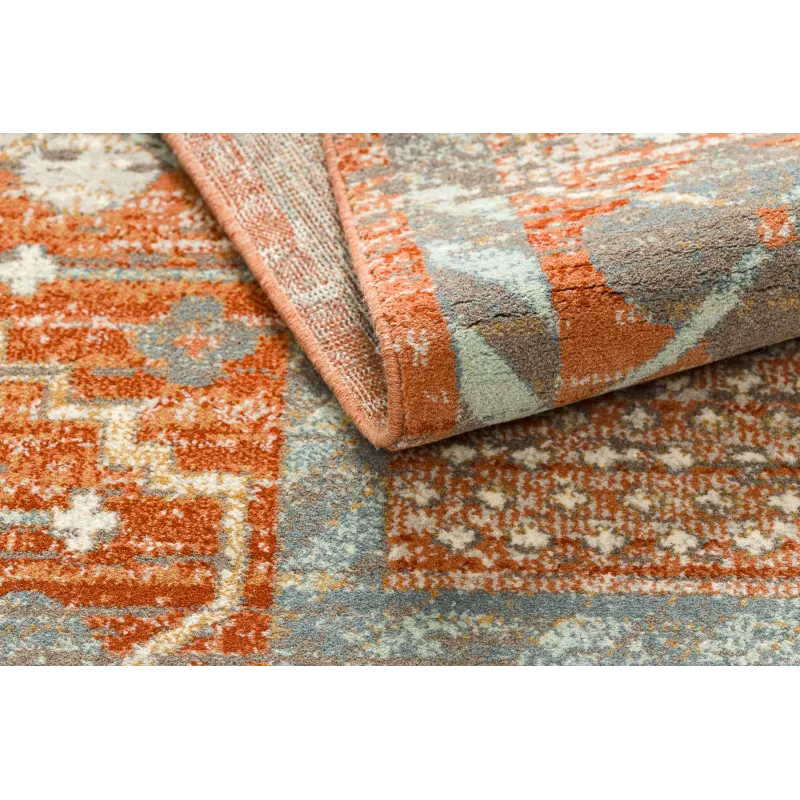 Teppich SOHO 477.11.LA000 Wollmischung OSTA - Boho, Rahmen natürliches Terrakotta / Grau