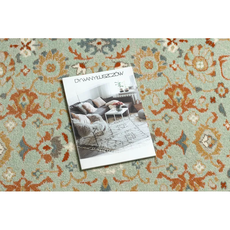 Teppich SOHO 477.26.LA400 Wollmischung OSTA - Ornament, Rahmen natürlich grün / beige