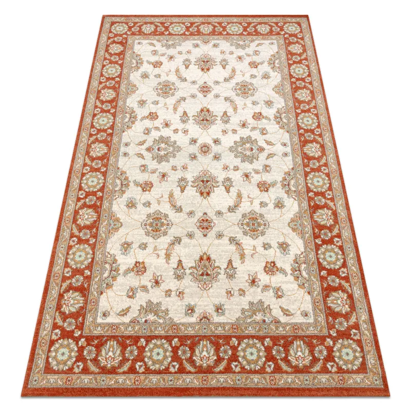 Teppich SOHO 477.15.LA103 Wollmischung OSTA - Ornament, Rahmen natürlich beige / terrakotta