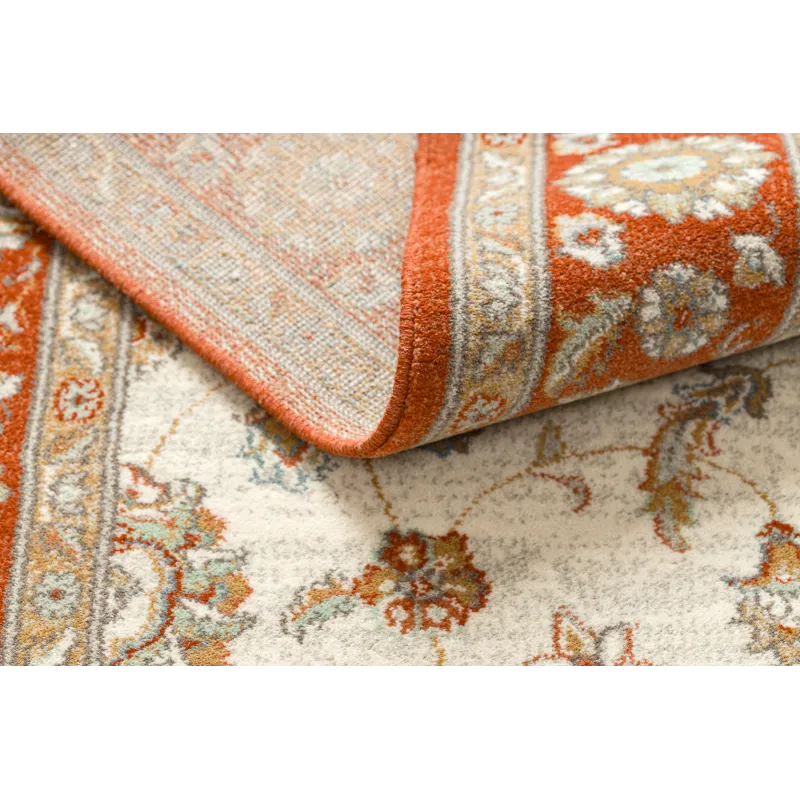 Teppich SOHO 477.15.LA103 Wollmischung OSTA - Ornament, Rahmen natürlich beige / terrakotta
