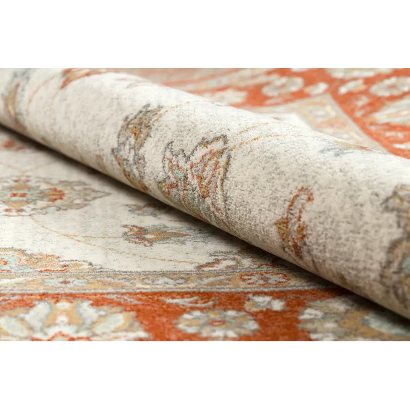 Teppich SOHO 477.15.LA103 Wollmischung OSTA - Ornament, Rahmen natürlich beige / terrakotta