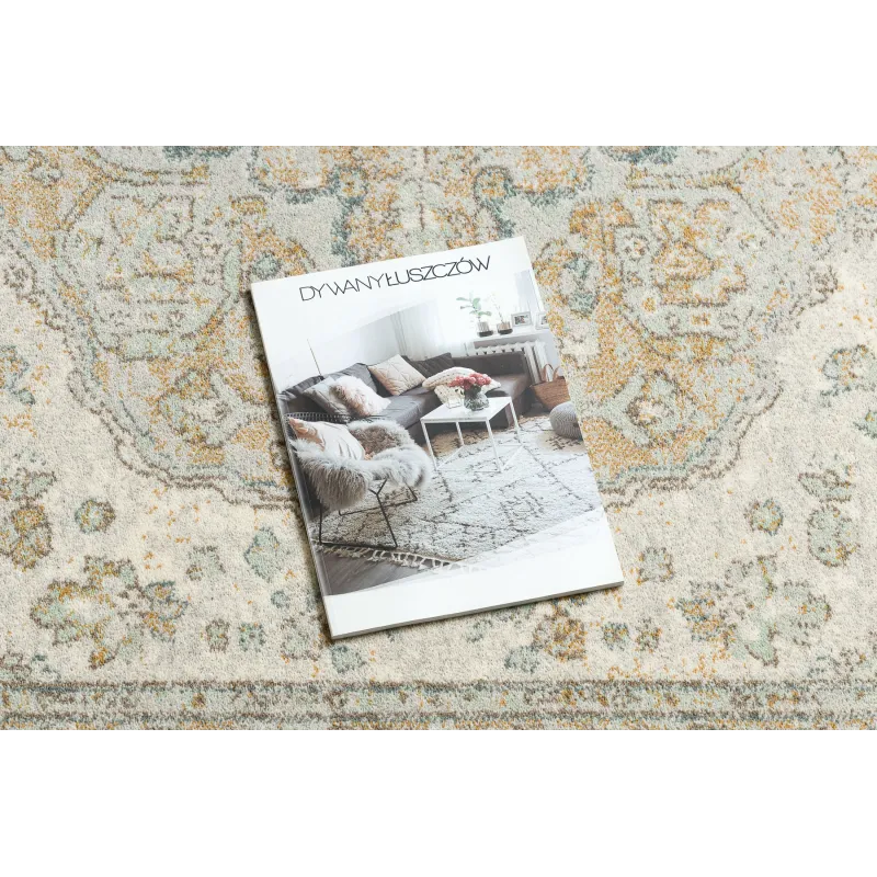 Teppich SOHO 477.01.LA113 Wollmischung OSTA - Ornament, Rosette natürliches Grün / Beige
