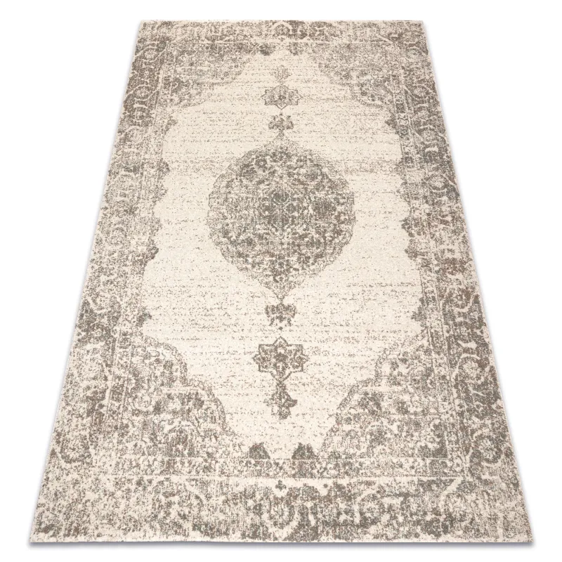 Teppich ABBY 486.24.LA110 Wollmischung OSTA - Ornament, Rahmen klassisch grau / blau