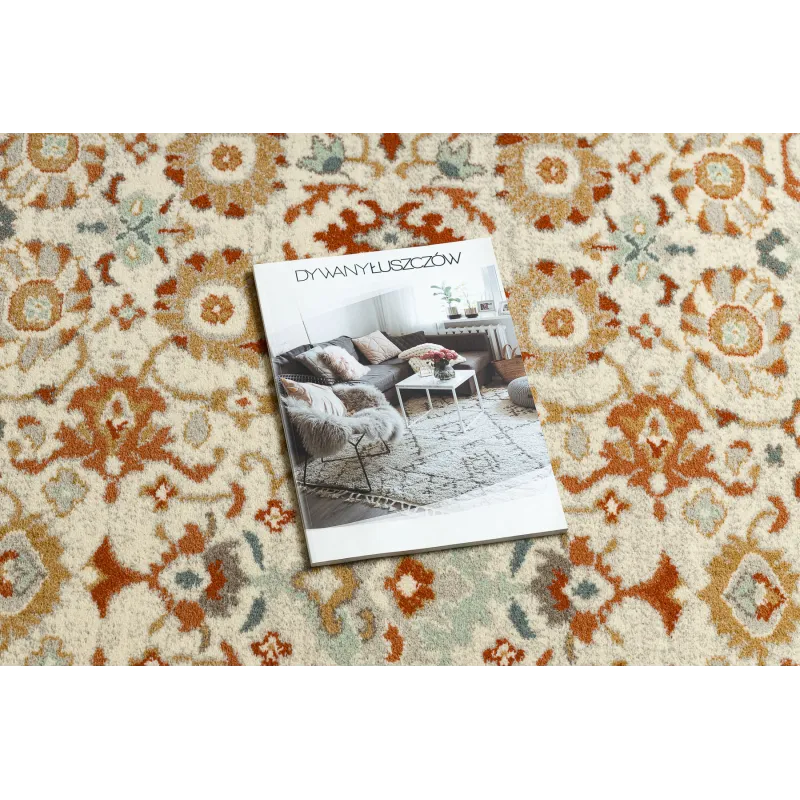 Teppich SOHO 477.26.LA100 Wollmischung OSTA - Ornament, Rahmen Natur Beige / Terrakotta