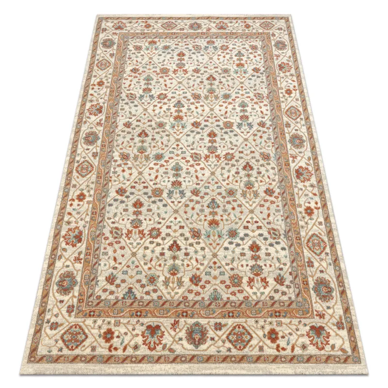 Teppich SOHO 477.27.LA101 Wolle OSTA - Blumen, Rahmen natur beige / terrakotta