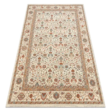 Teppich SOHO 477.27.LA101 Wolle OSTA - Blumen, Rahmen natur beige / terrakotta