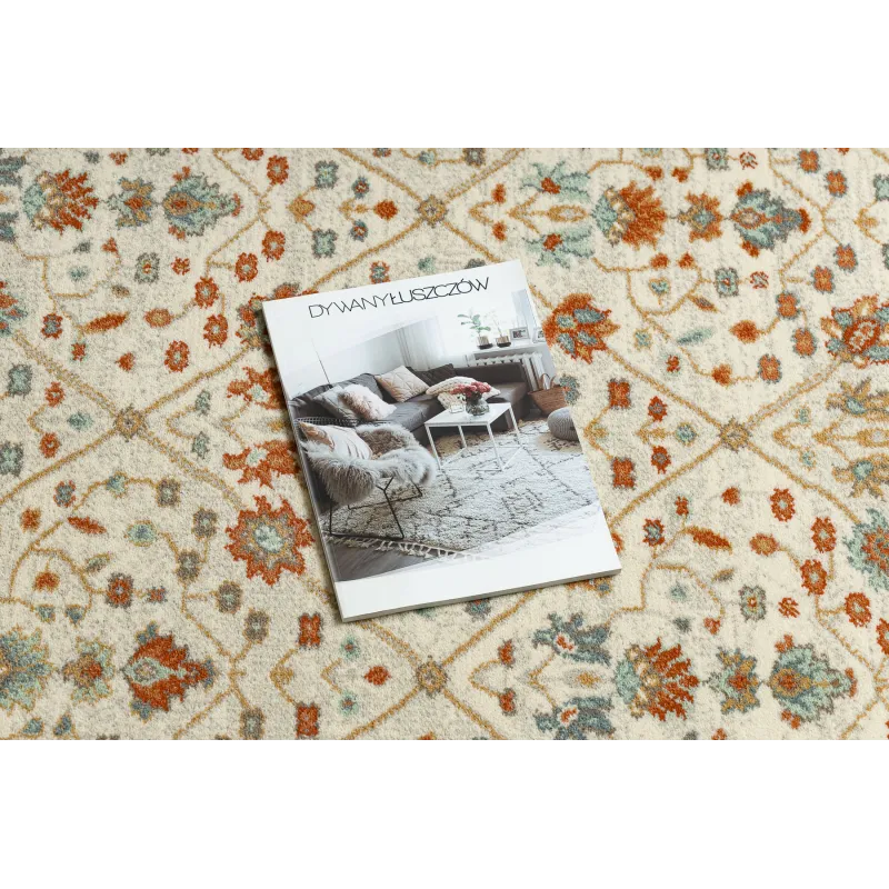 Teppich SOHO 477.27.LA101 Wolle OSTA - Blumen, Rahmen natur beige / terrakotta