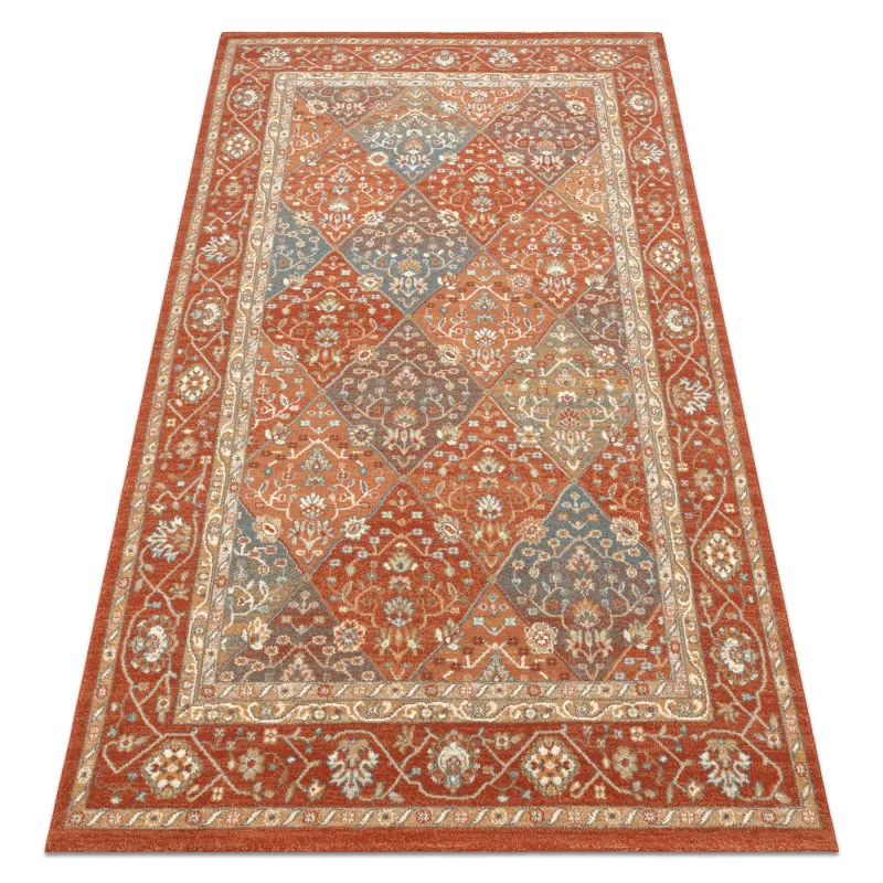 Teppich SOHO 477.27.LA301 Wolle OSTA - Rauten, Rahmen geometrisch natur terrakotta / beige