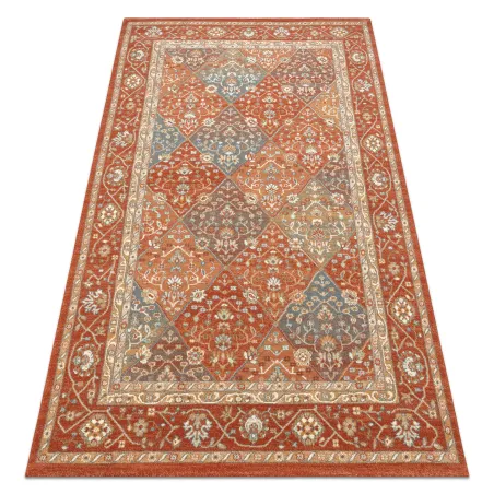 Teppich SOHO 477.27.LA301 Wolle OSTA - Rauten, Rahmen geometrisch natur terrakotta / beige