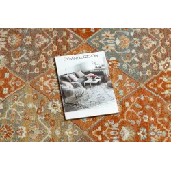 Teppich SOHO 477.27.LA301 Wolle OSTA - Rauten, Rahmen geometrisch natur terrakotta / beige