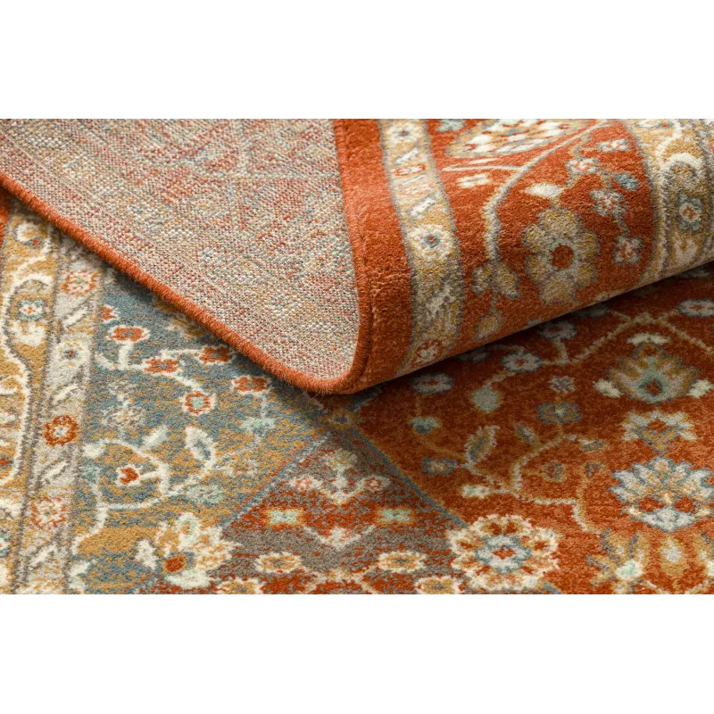 Teppich SOHO 477.27.LA301 Wolle OSTA - Rauten, Rahmen geometrisch natur terrakotta / beige