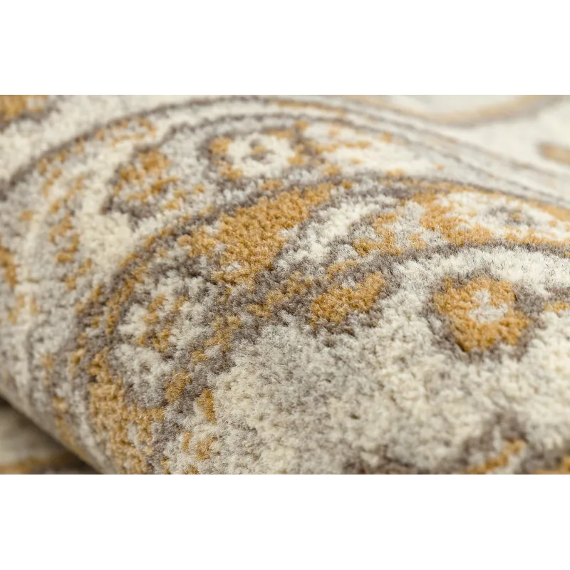 Teppich SOHO 477.27.LA100 Wollwebteppich OSTA - Rauten, Rahmen geometrisch natur beige