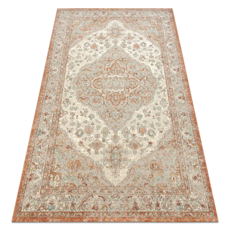 Teppich SOHO 477.01.LA112 Wollwebteppich OSTA - Ornament, Rosette natur terrakotta / beige