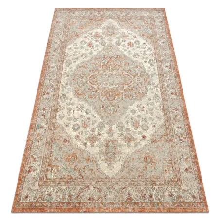Teppich SOHO 477.01.LA112 Wollwebteppich OSTA - Ornament, Rosette natur terrakotta / beige