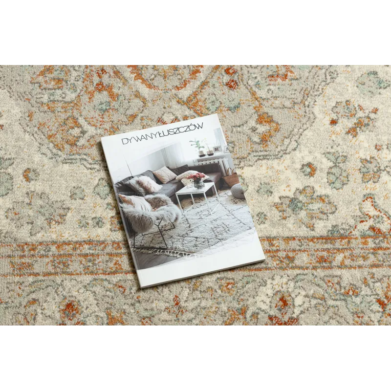 Teppich SOHO 477.01.LA112 Wollwebteppich OSTA - Ornament, Rosette natur terrakotta / beige