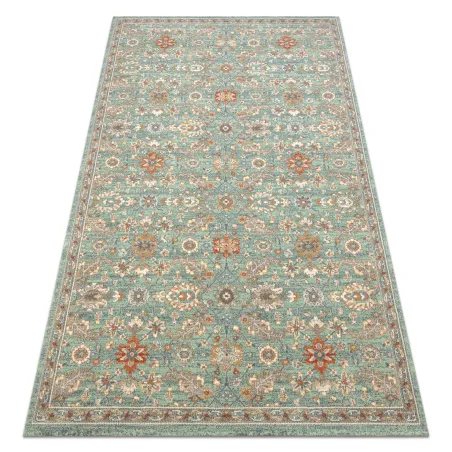 Teppich SOHO 477.07.LA400 Wollwebteppich OSTA - Blumen, Rahmen natur grün / beige