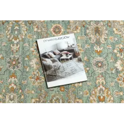 Teppich SOHO 477.07.LA400 Wollwebteppich OSTA - Blumen, Rahmen natur grün / beige