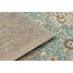 Teppich SOHO 477.07.LA400 Wollwebteppich OSTA - Blumen, Rahmen natur grün / beige