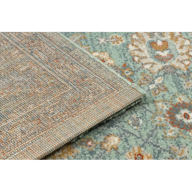 Teppich SOHO 477.07.LA400 Wollwebteppich OSTA - Blumen, Rahmen natur grün / beige