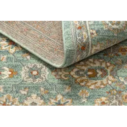 Teppich SOHO 477.07.LA400 Wollwebteppich OSTA - Blumen, Rahmen natur grün / beige
