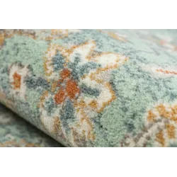 Teppich SOHO 477.07.LA400 Wollwebteppich OSTA - Blumen, Rahmen natur grün / beige