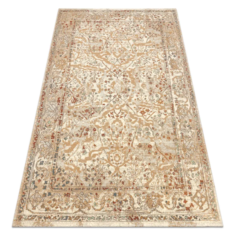 Teppich SOHO 477.04.LA110 Wolle OSTA - Blumen, Rahmen natur Beige / Terrakotta