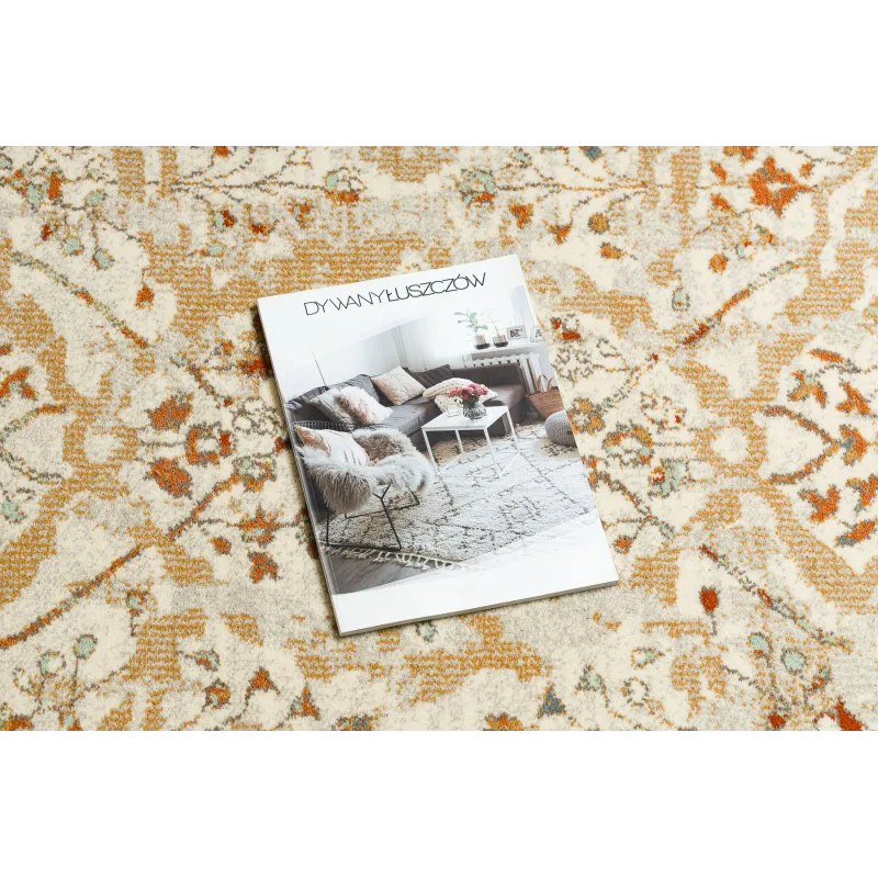 Teppich SOHO 477.04.LA110 Wolle OSTA - Blumen, Rahmen natur Beige / Terrakotta