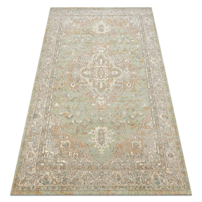 Teppich SOHO 477.01.LA402 Wollmischung OSTA - Ornament, Rosette natürlich Grün / Beige