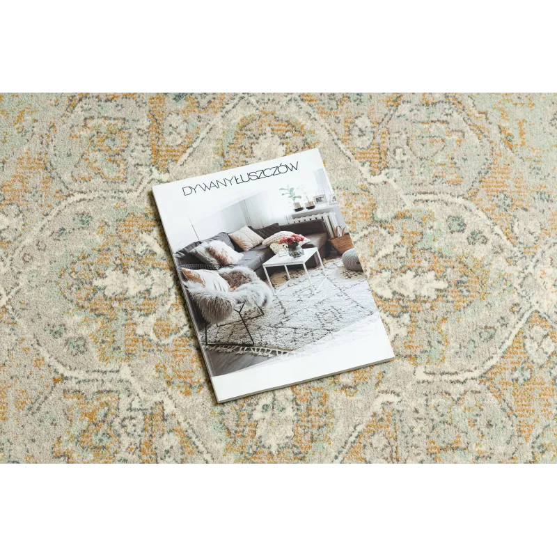 Teppich SOHO 477.01.LA402 Wollmischung OSTA - Ornament, Rosette natürlich Grün / Beige