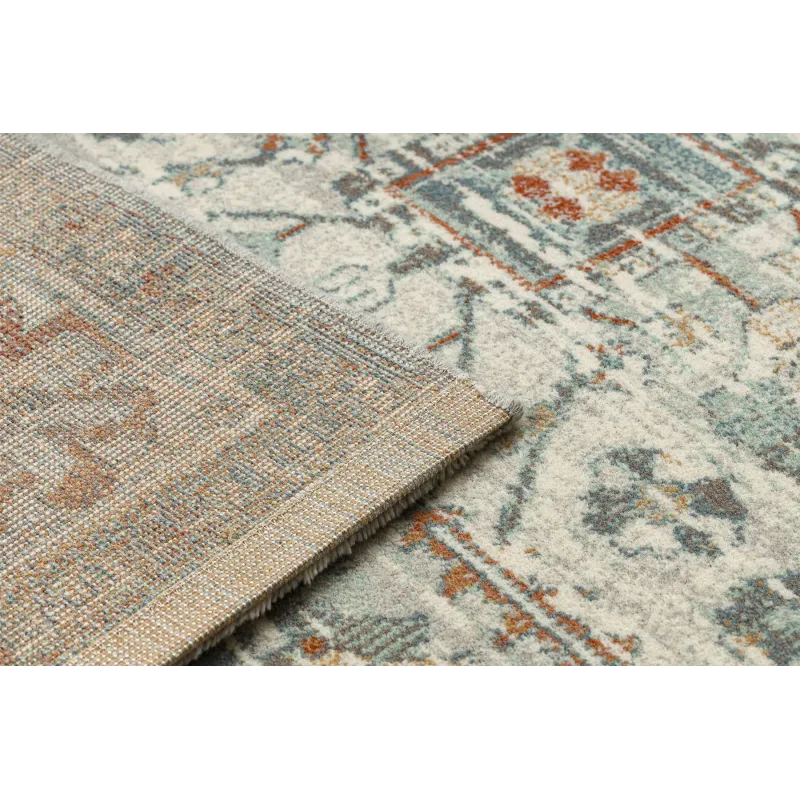 Teppich SOHO 477.09.LA100 Wollmischung OSTA - Boho, Rahmen naturbeige / grün