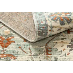 Teppich SOHO 477.09.LA100 Wollmischung OSTA - Boho, Rahmen naturbeige / grün