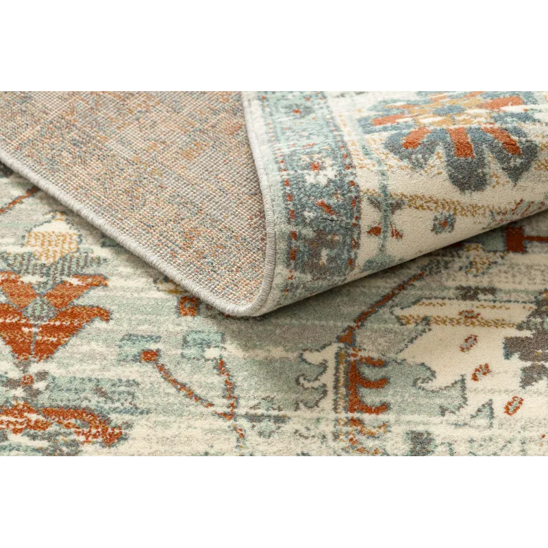 Teppich SOHO 477.09.LA100 Wollmischung OSTA - Boho, Rahmen naturbeige / grün