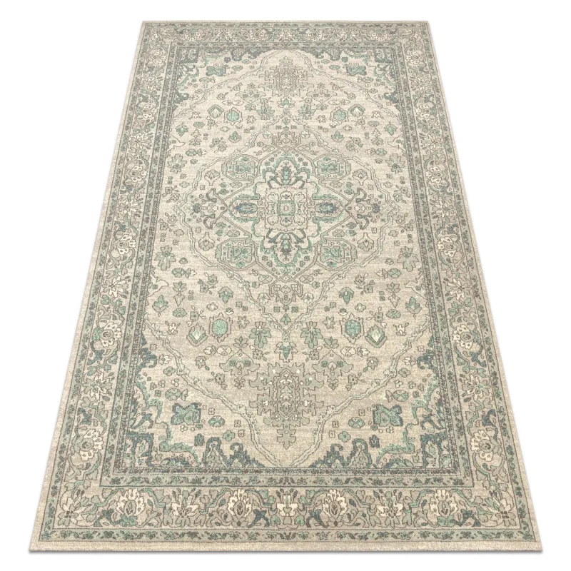 Teppich SOHO 477.01.LA119 Wollmischung OSTA - Ornament, Rosette naturbeige / grün