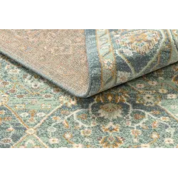Teppich SOHO 477.27.LA500 Wollmischung OSTA - Rauten, Rahmen geometrisch naturgrün / blau