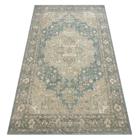 Teppich SOHO 477.01.LA502 Wollstoff OSTA - Ornament, Rosette natur Grün / Blau