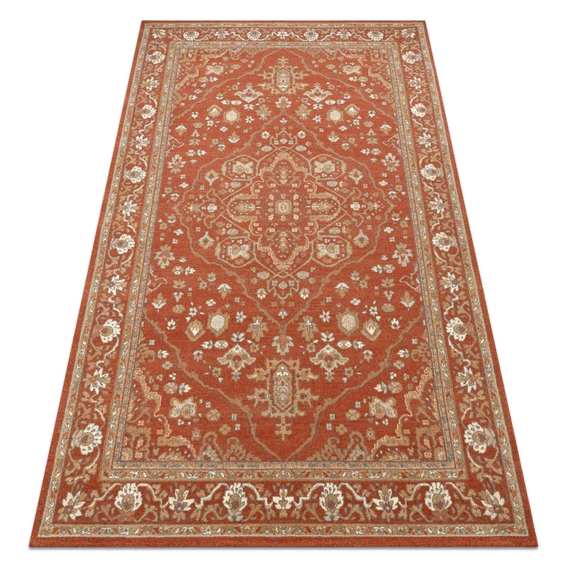 Teppich SOHO 477.01.LA301 Wollstoff OSTA - Ornament, Rahmen natur Terrakotta / Beige