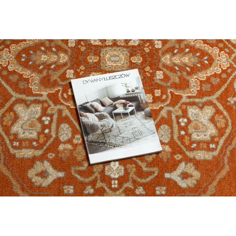 Teppich SOHO 477.01.LA301 Wollstoff OSTA - Ornament, Rahmen natur Terrakotta / Beige