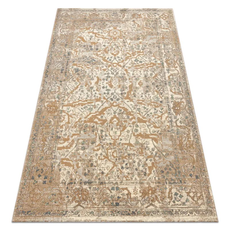 Teppich SOHO 477.04.LA113 Wollmischung OSTA - Ornament, Rahmen natur beige / braun