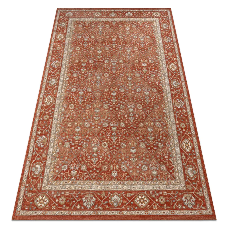 Teppich SOHO 477.27.LA300 Wollmischung OSTA - Rauten, Rahmen geometrisch natur terrakotta / beige