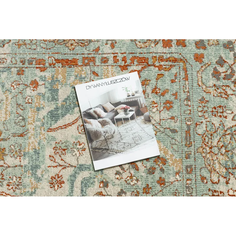 Teppich SOHO 477.04.LA400 Wollmischung OSTA - Ornament, Rahmen natur grün / beige