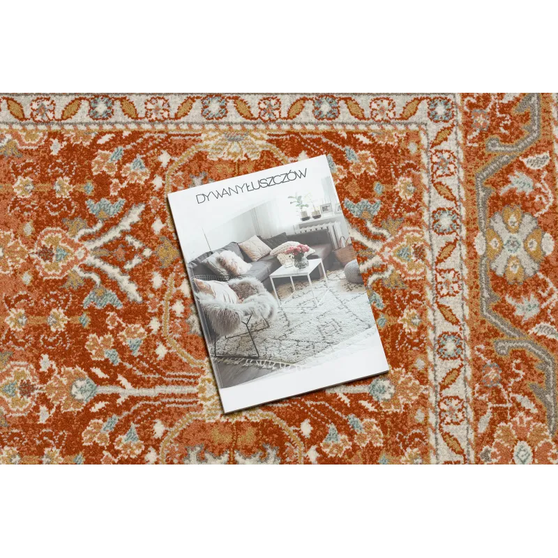 Teppich SOHO 477.08.LA300 Wollmischung OSTA - Ornament, Bordüre natur terrakotta / beige