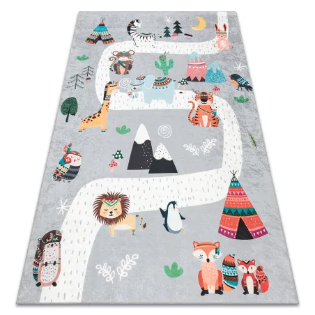 Waschteppich BAMBINO 2160, grauer rutschfester Teppich für Kinderzimmer